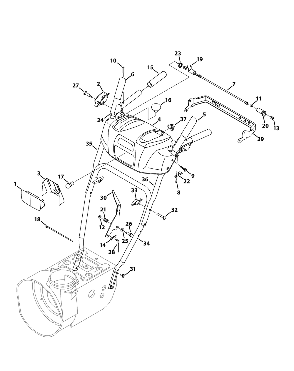 Handle Panel Diagram and Parts List for 2X524WE (31AM63TR710-31AM63TR756)(2013) Cub Cadet Snow Blower